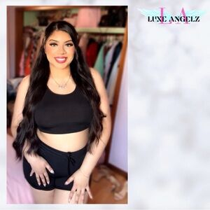 Luxe Angelz Black Crop Top and Shorts Set
